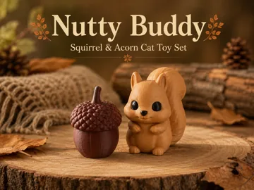 Modelo para impresión 3D: Nutty Buddy - Squirrel & Acorn Cat Toy Set — vista de referencia 3