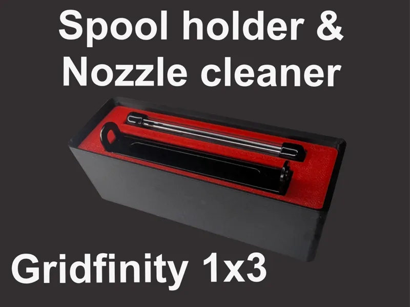 Spool holder and nozzle cleaner gridfinity 1X3