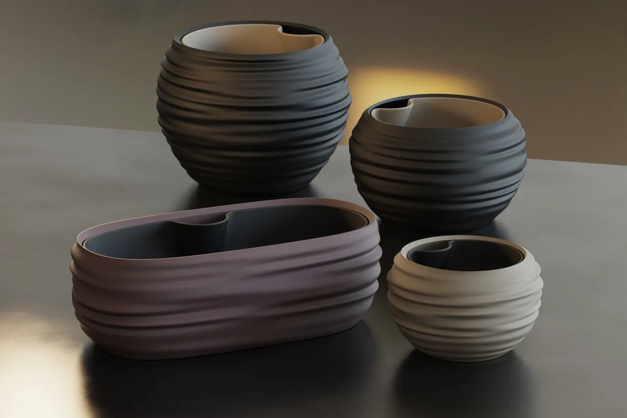 Japandi Wabi-Sabi Self-Watering Planters / Pot view 2