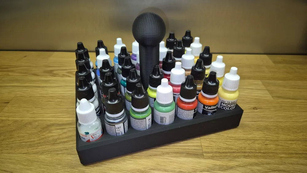 Gsw Paint Rack 34 piece Vallejo, AP, GSW paint rack 25 mm bottle by Szaszpi - MakerWorld