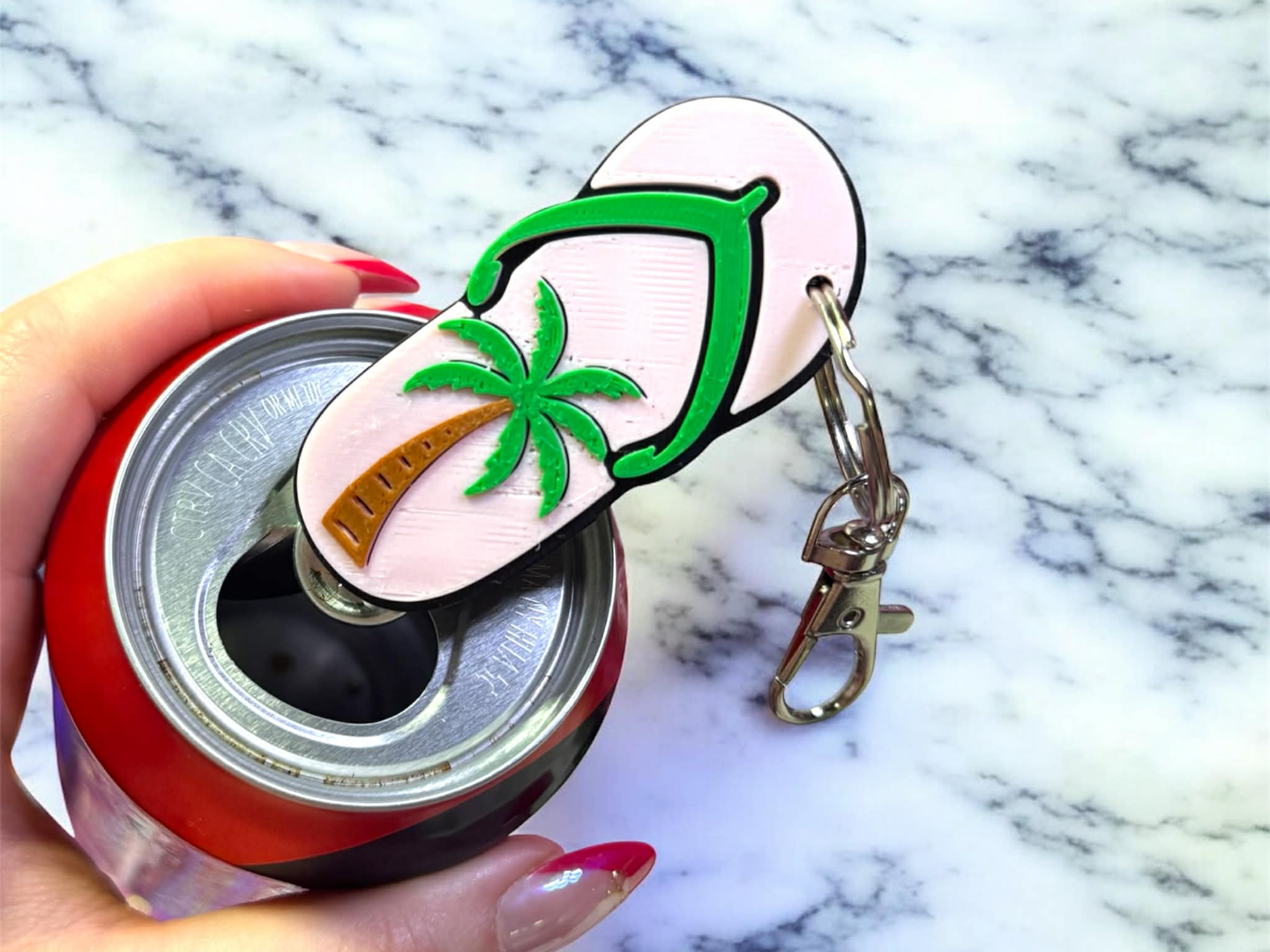 Flip Flop W/ A Palm Tree Pop Can Tab Opener