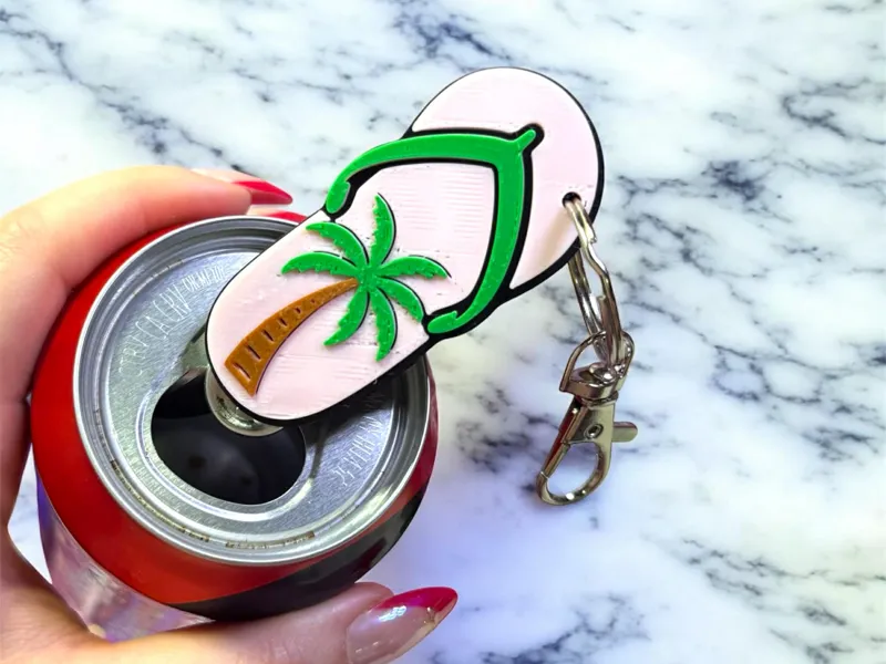 Flip Flop W/ A Palm Tree Pop Can Tab Opener