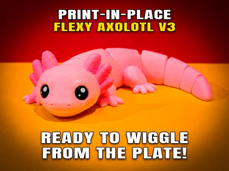 Cute Flexy Axolotl v3 (Articulated Fidget Toy)