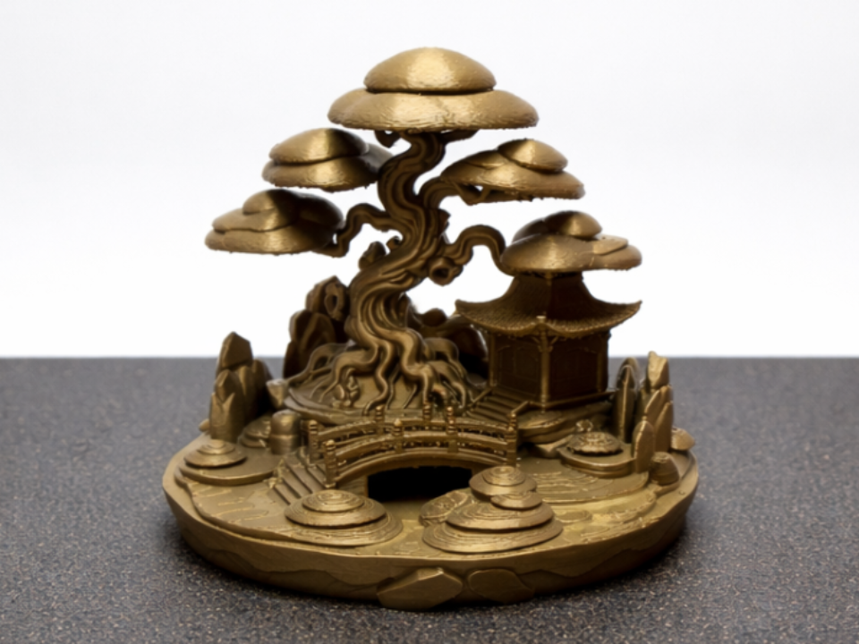 Magischer Zen Garten mit Pagode und Bonsai
