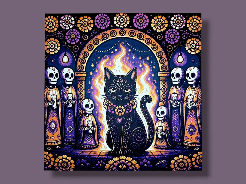 Spirit Guardian - Dia De Los Muertos -Cat Hueforge