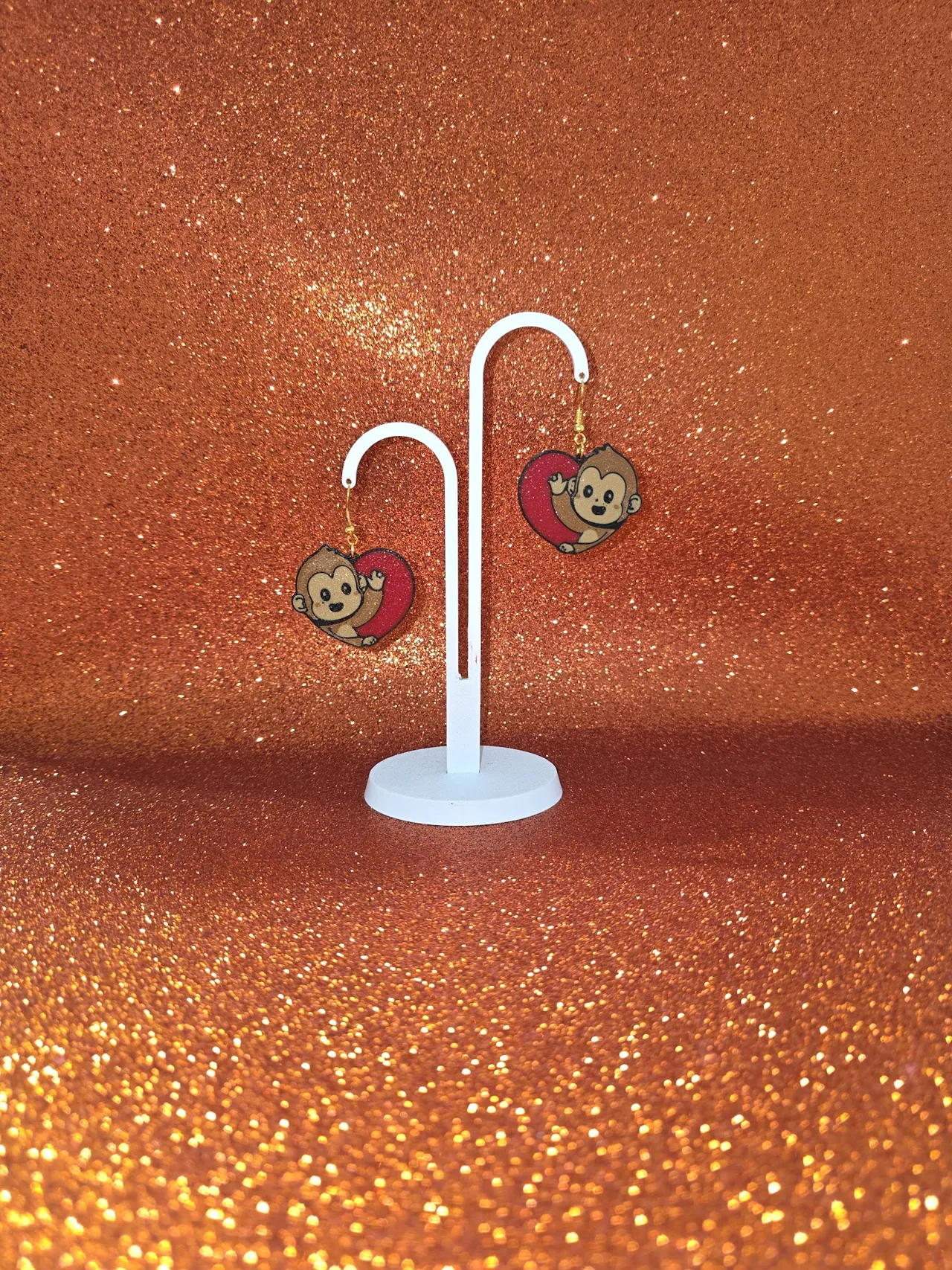 Monkey in love earrings view 3