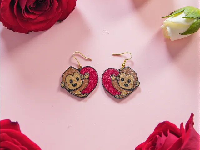 Monkey in love earrings