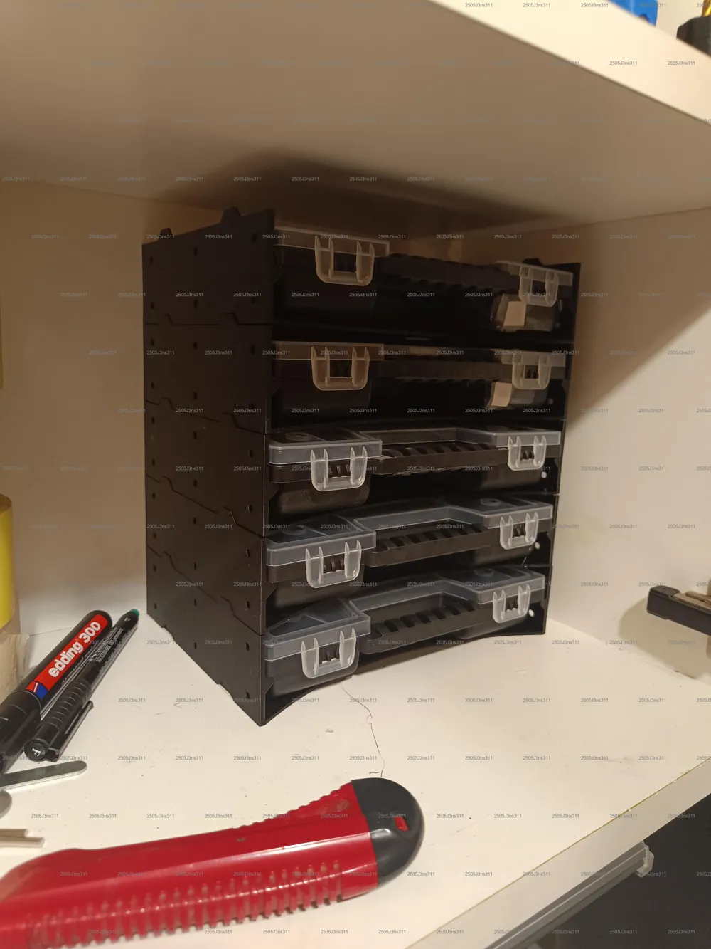 Stackable shelf for small sorting boxes (NOR08) by J3ns MakerWorld ...
