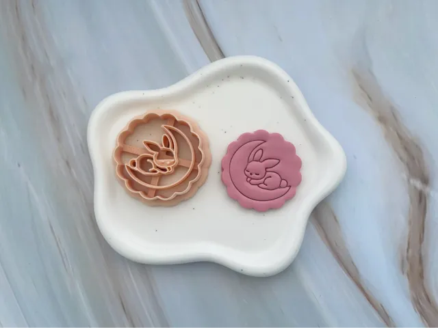 Bunny Moon Polymer Clay Earrings Cutter