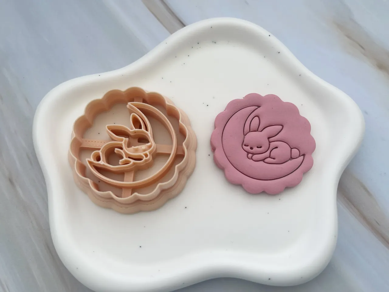 Bunny Moon Polymer Clay Earrings Cutter view 2
