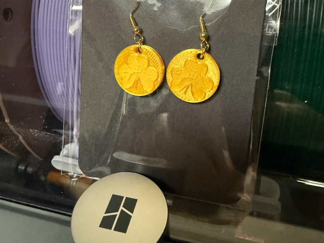 Shamrock Gold Coin Earrings 
