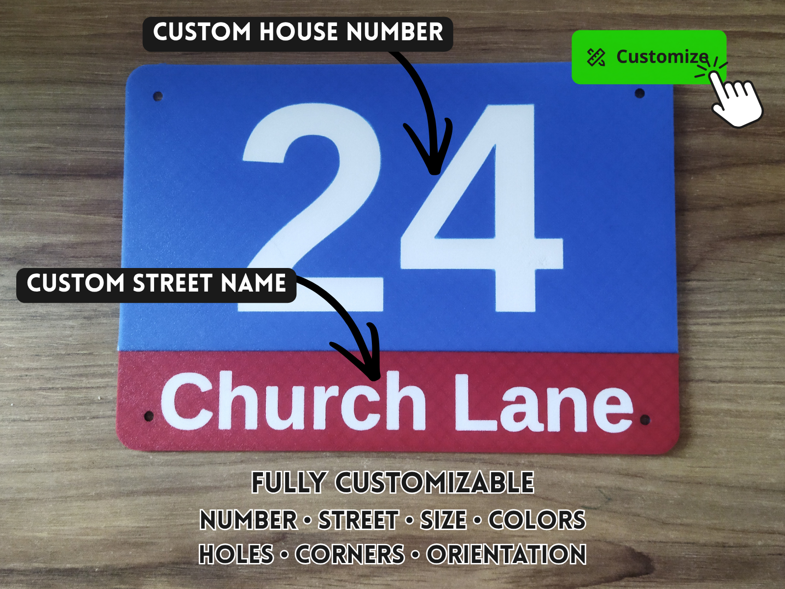 Customizable House Number & Street Sign 