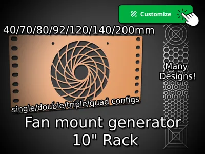 Customizable Fan mount plates for 10 Inch Rack
