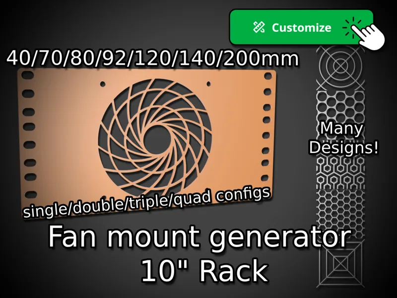 Customizable Fan mount plates for 10 Inch Rack