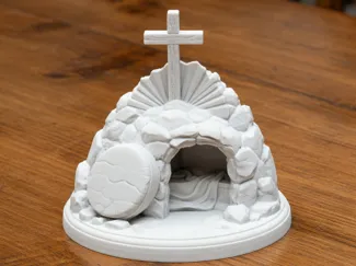 Empty Tomb with Cross – He Is Risen Jesus Christ