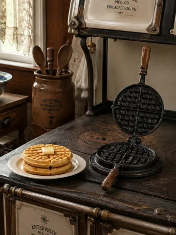 Figura decorativa: Miniature Antique Waffle Maker and Waffles — vista de referencia 2