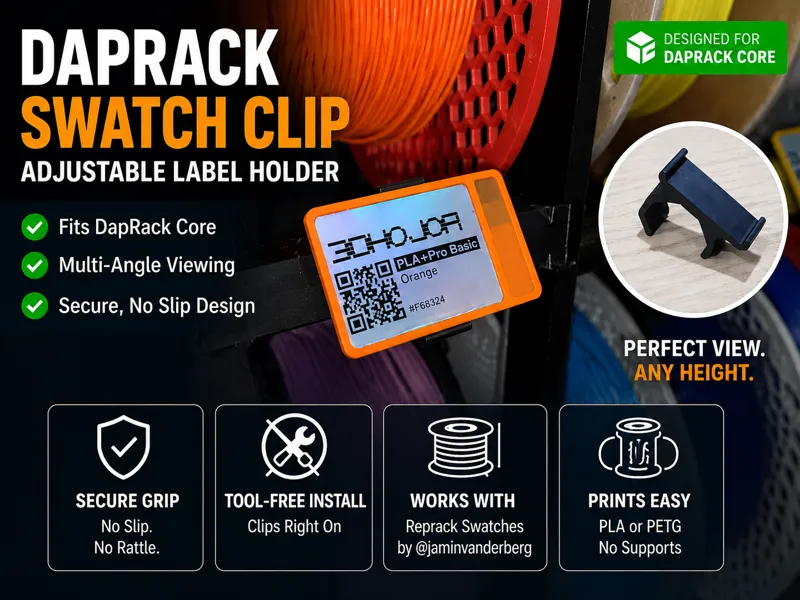 DapRack Swatch Clip – Adjustable Label Holder 