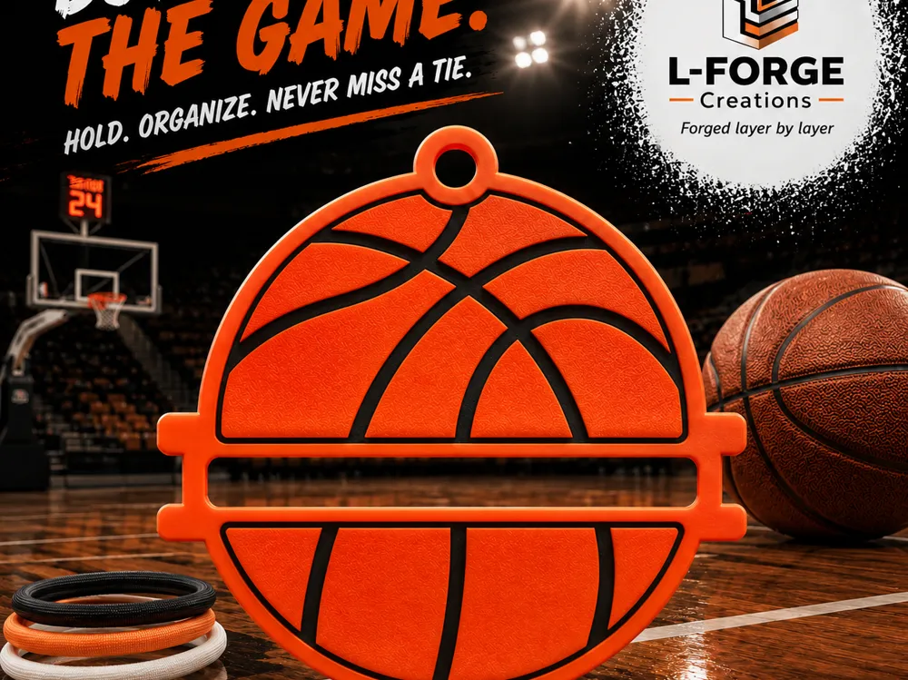 Accesorio para sujetar ligas de cabello: Basketball Hair Tie Holder Keychain. Referencia del modelo original.
