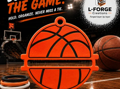 Accesorio para sujetar ligas de cabello: Basketball Hair Tie Holder Keychain — referencia de MakerWorld