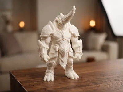 Horned Beast Warrior Figurine -  Rhino Warrior
