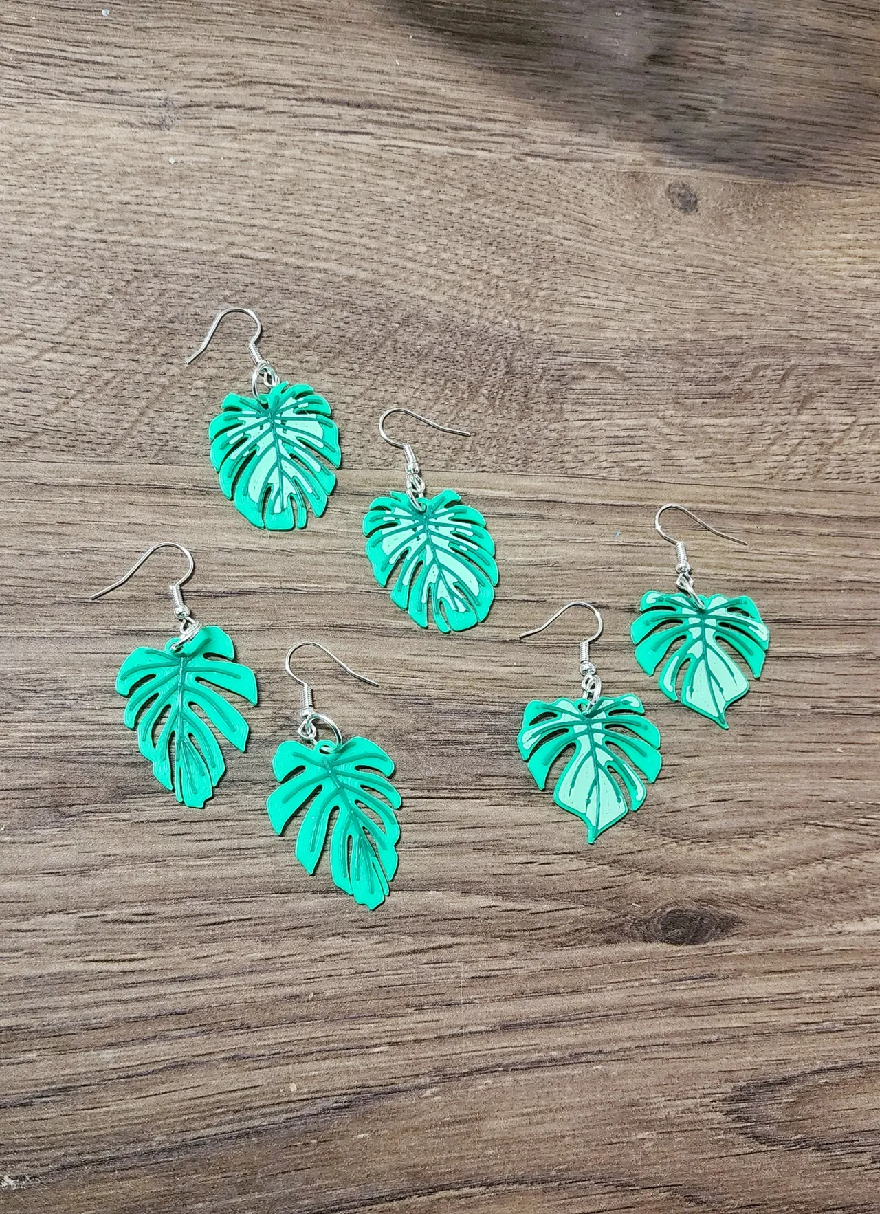 Monstera Leaf Earrings, Quick Printing view 2