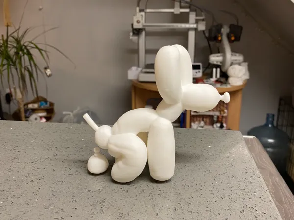 Chien ballon qui fait caca