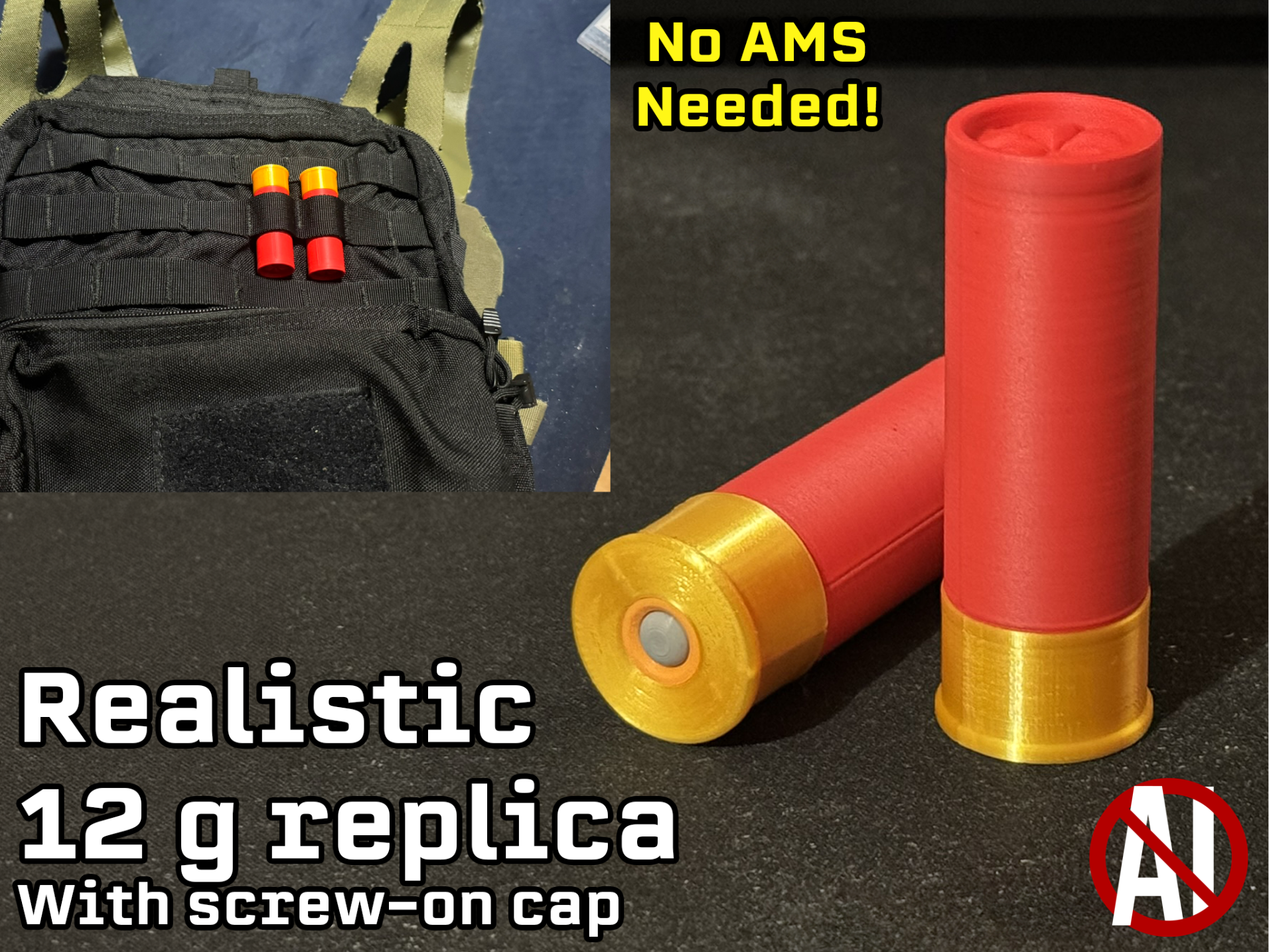 12 Gauge shotgun shell replica (no AMS required)