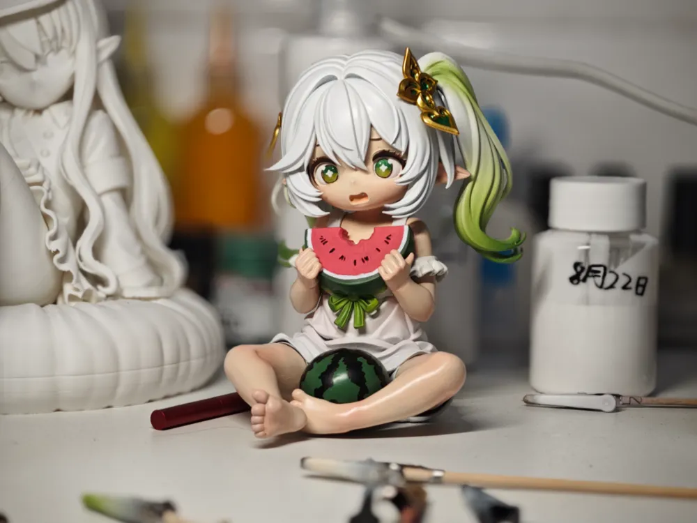 Modelo para impresión 3D: 《纳西瓜》手办 已分件 多色打印 高14cm. Referencia del modelo original.