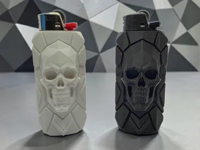 Low-Poly Geometric Skull Bic Sleeve