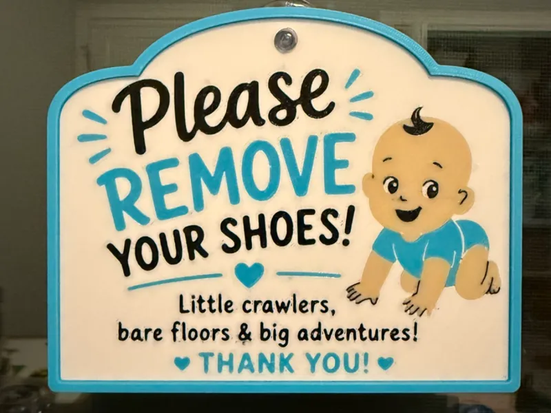 Please Remove Your Shoes Sign with Baby