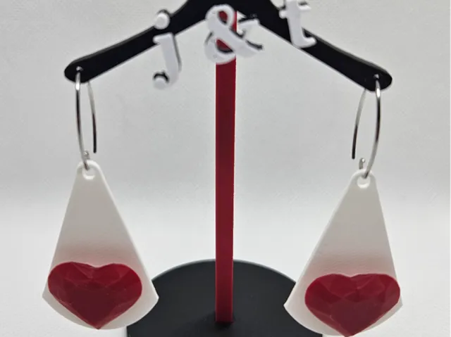 3d Gem Heart teardrop earrings