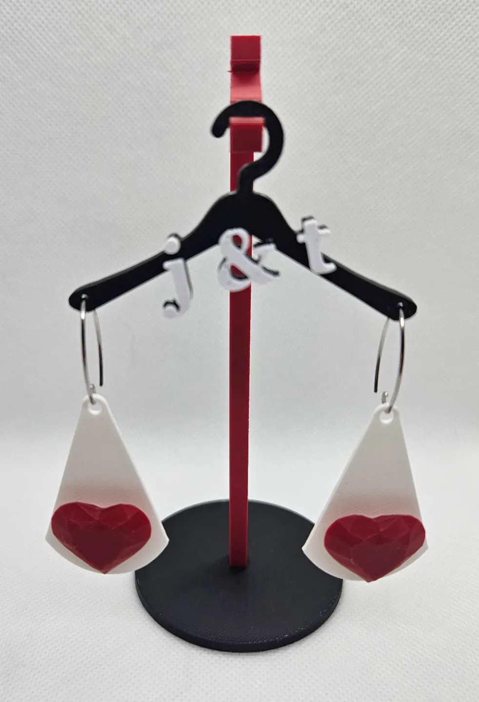 3d Gem Heart teardrop earrings view 2