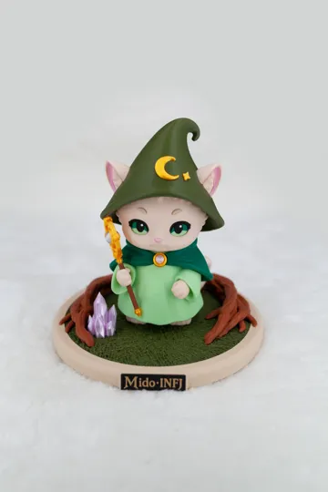 Figura decorativa: Mido · INFJ Cat Astrologer · Original Figurine — vista de referencia 3