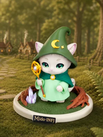 Figura decorativa: Mido · INFJ Cat Astrologer · Original Figurine — vista de referencia 2