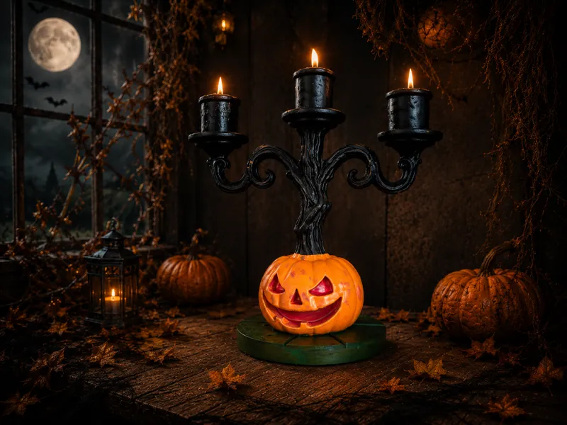 Haunted Pumpkin Candelabra