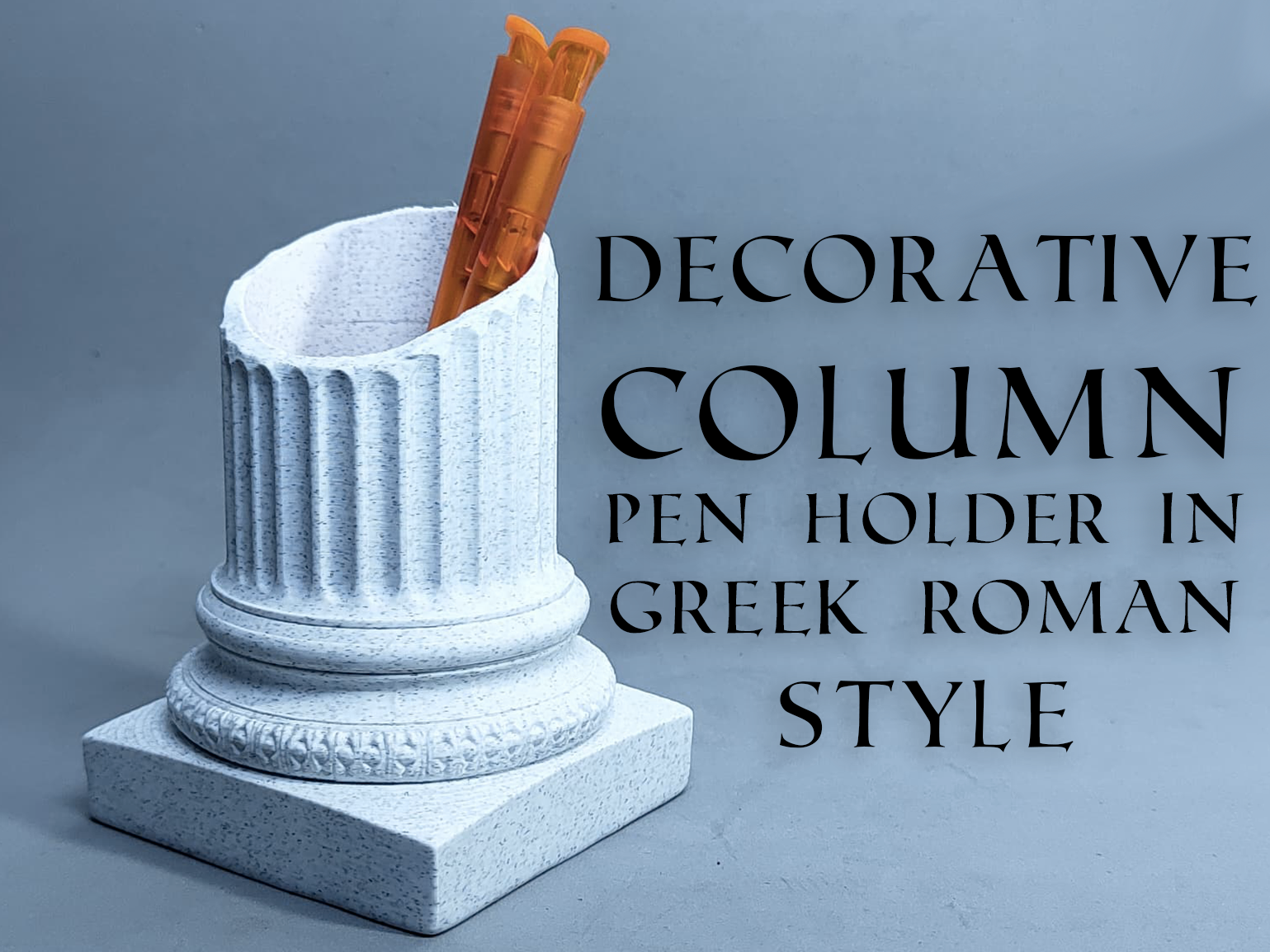 Decorative column pen holder greek roman style
