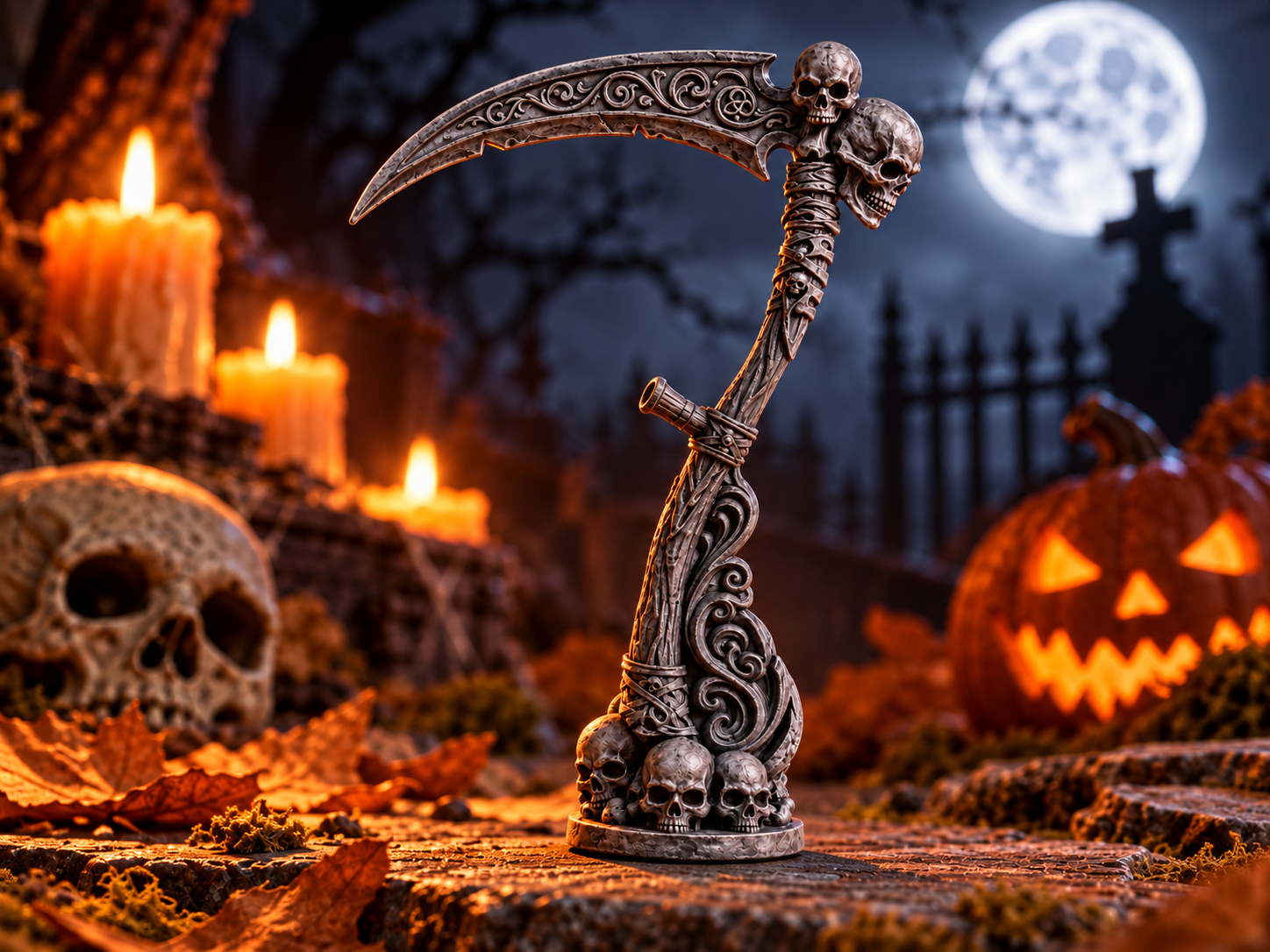 Gothic Skull Scythe Halloween Decor 2026 3D model
