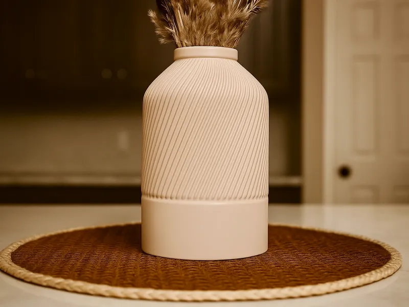 Modern Spiraling Ribbed Vase or Utensil Holder