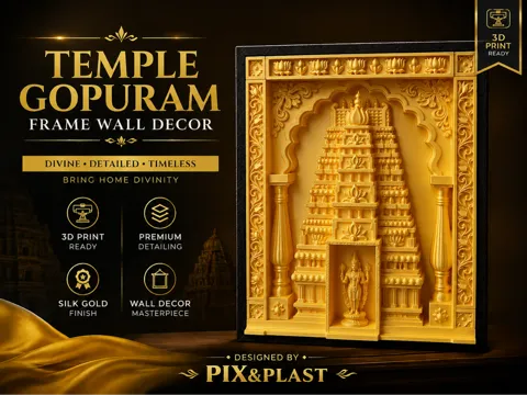 Marco decorativo: Temple Gopuram Wall Decor Frame 2.5D — referencia de MakerWorld