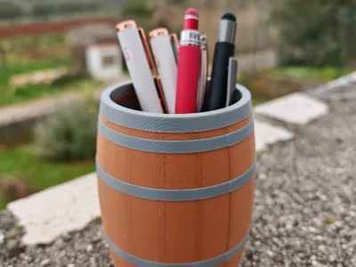 Wooden Barrel  – Pen Holder (No Supports)