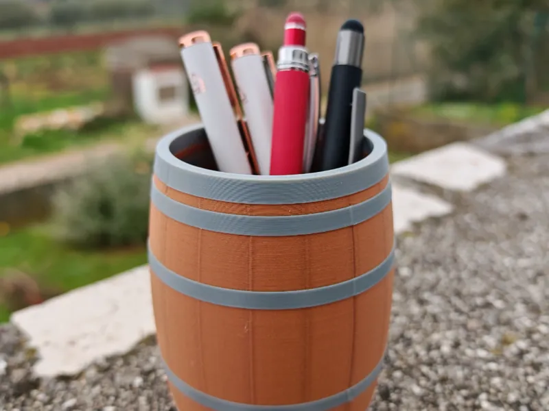 Wooden Barrel  – Pen Holder (No Supports)