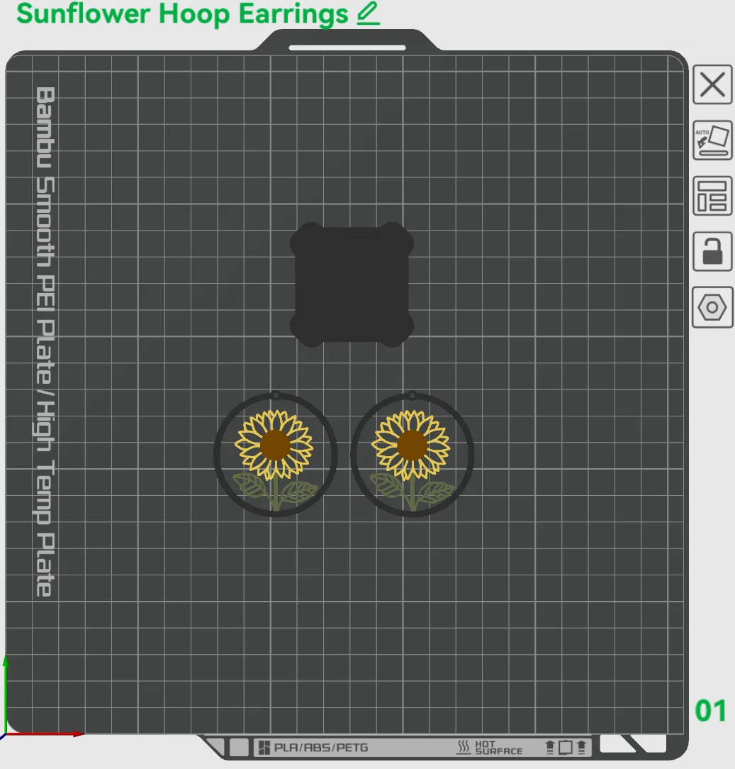 Sunflower Hoop Earrings (0.4mm Nozzle) view 4
