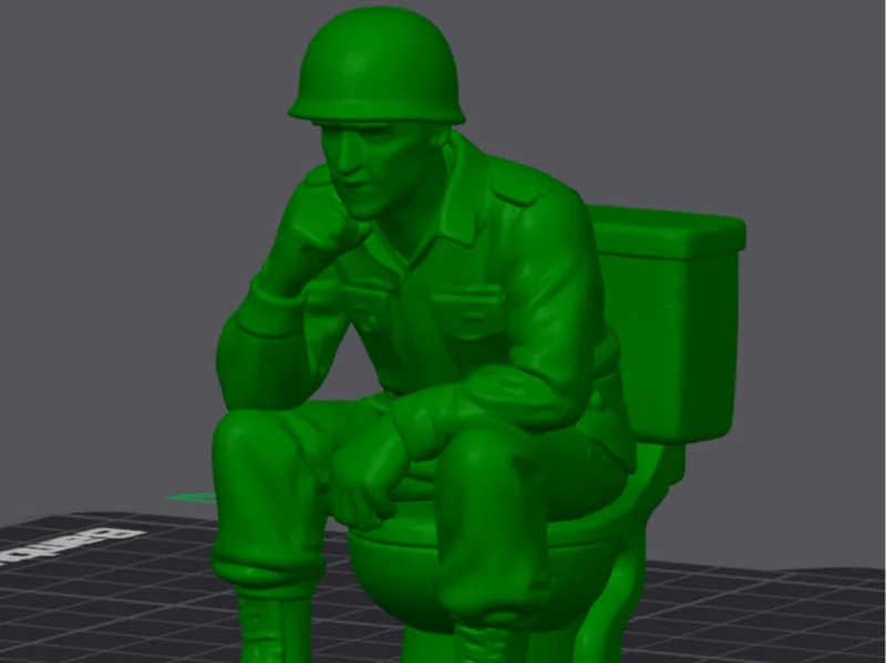 Toy Solider Thinking on the Potty