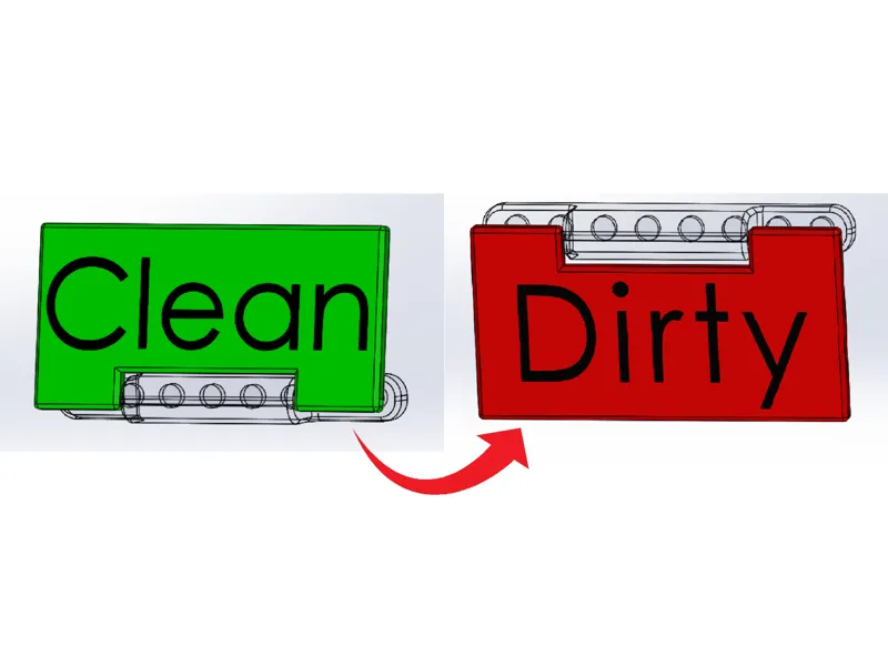 Self resetting dishmachine sign