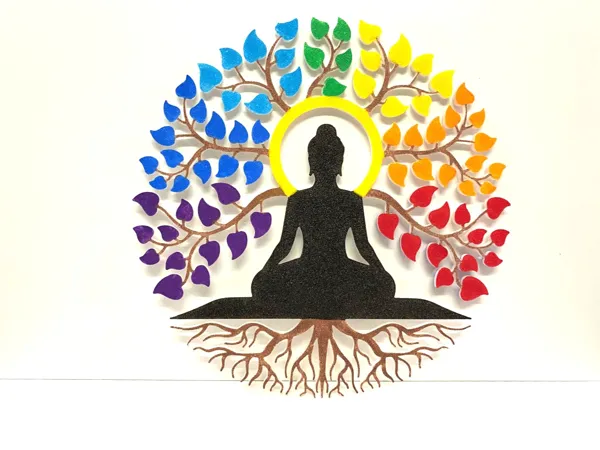 Bouddha sous l'arbre coloré