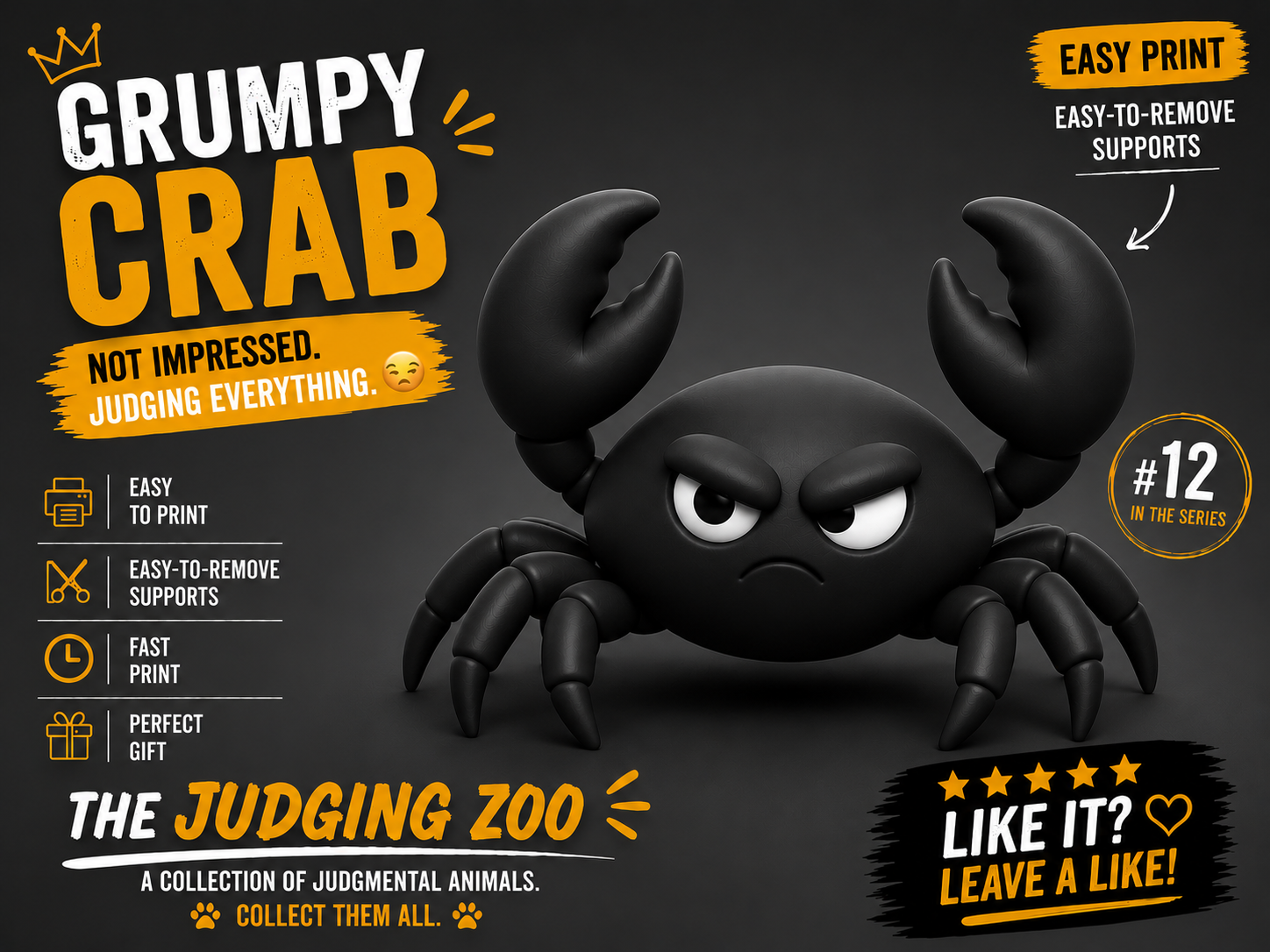 Grumpy Crab – The Judging Zoo #12 | Easy Print