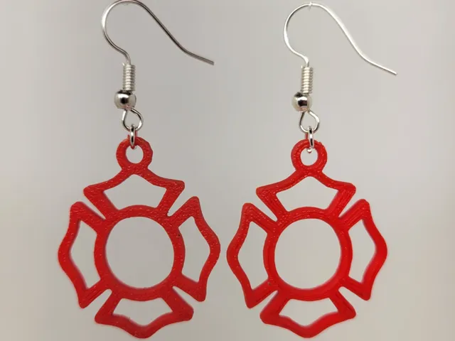 Maltese cross fire department earrings