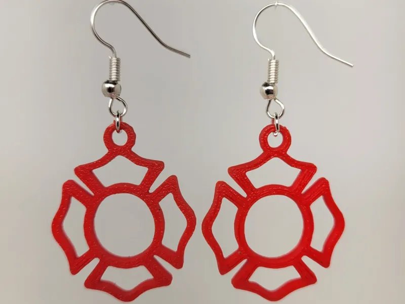 Maltese cross fire department earrings