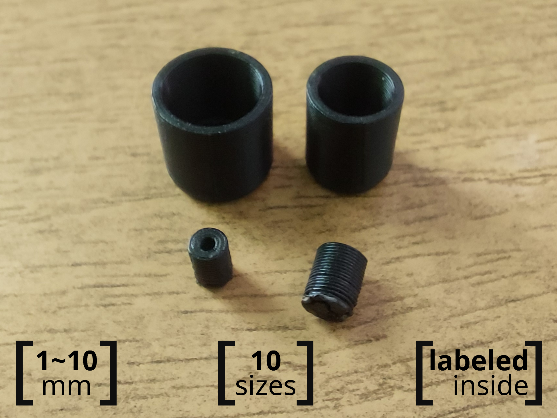 Round Furniture Leg Caps 1-10mm-10 Sizes-Labeled