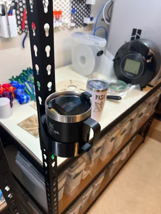 Garage Metal Shelving - Cup Holder for Oversized Stanley Camp Mug or Aluminum Can